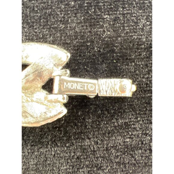 Vintage Monet Silver-Tone Textured Leaf Link Bracelet 7.5 Inches Elegant Design - Picture 4 of 5